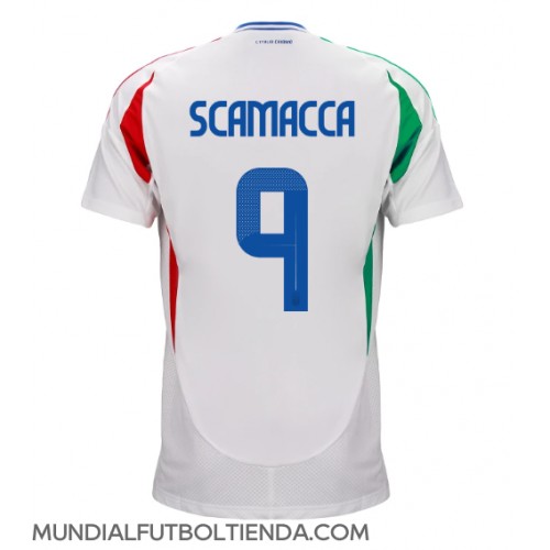 Camiseta Italia Gianluca Scamacca #9 Segunda Equipación Replica Eurocopa 2024 mangas cortas